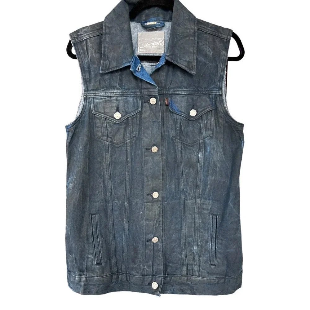 LEVI'S Men's Rare Vintage Blue Distressed Denim Trucker's Vest Size Medium